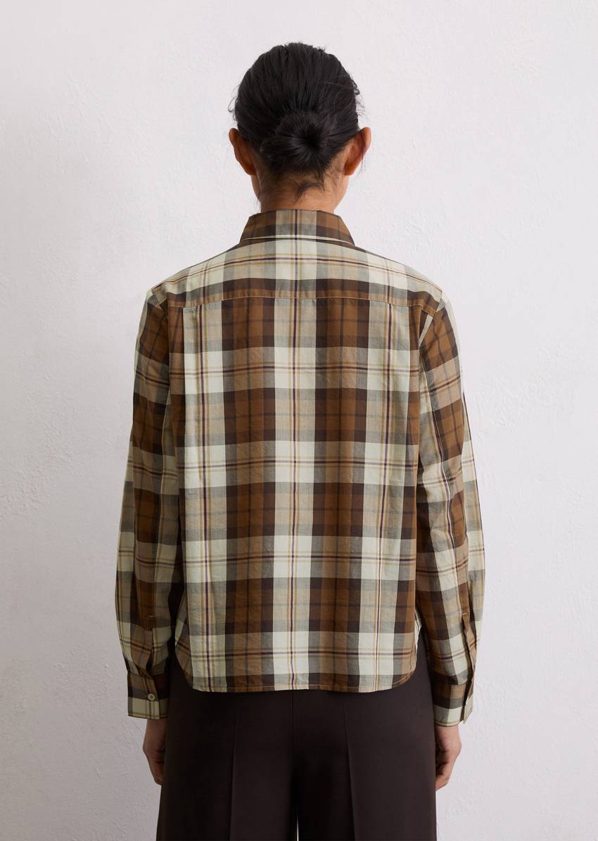 Check blouse fitted made from an organic cotton/lyocell mix