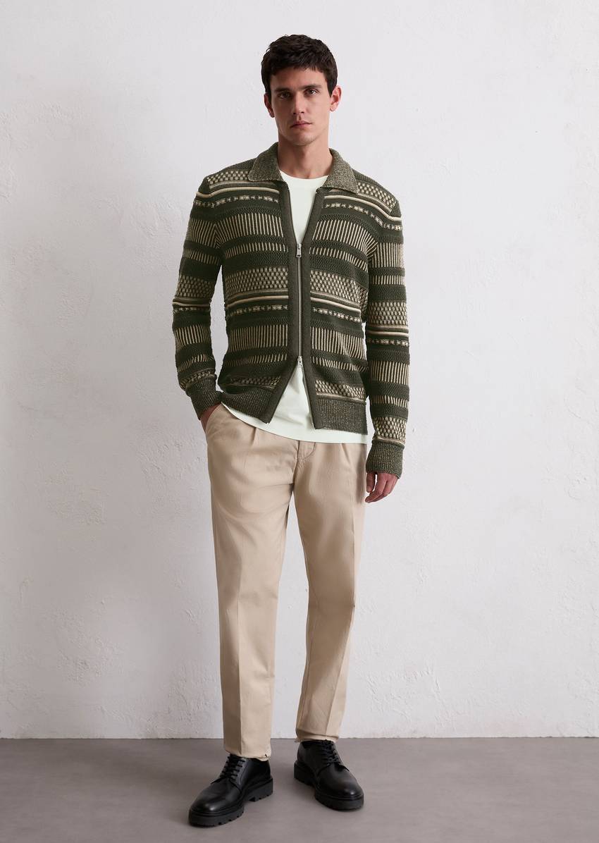 Cardigan with texture mix