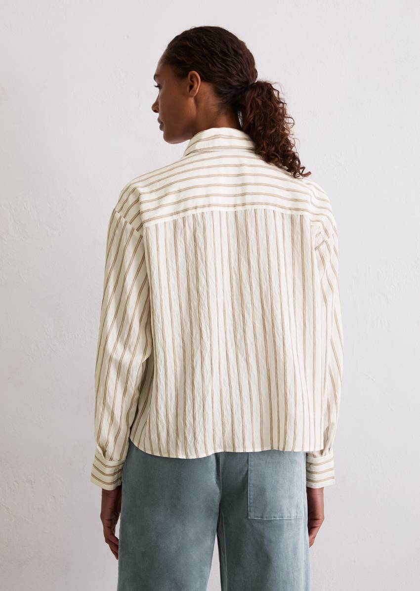 Crinkle striped blouse relaxed cropped from LENZING™ ECOVERO™