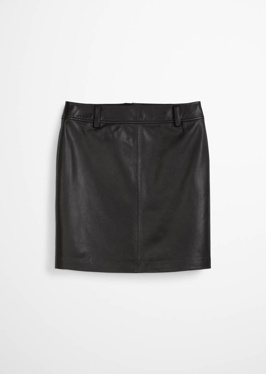 Leather mini skirt regular made from soft lamb nappa leather