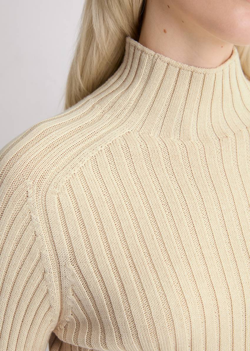 Turtleneck sweater slim made from heavy weight cotton
