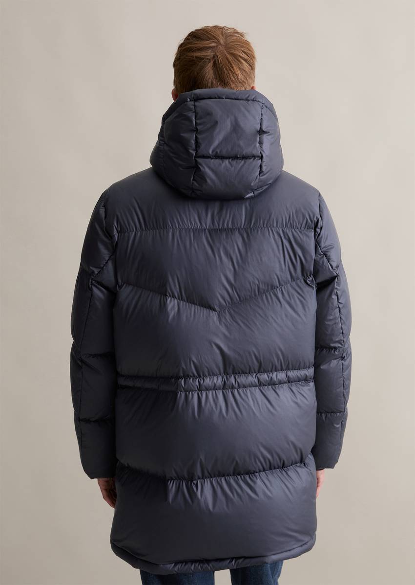 Down coat regular with fixed hood