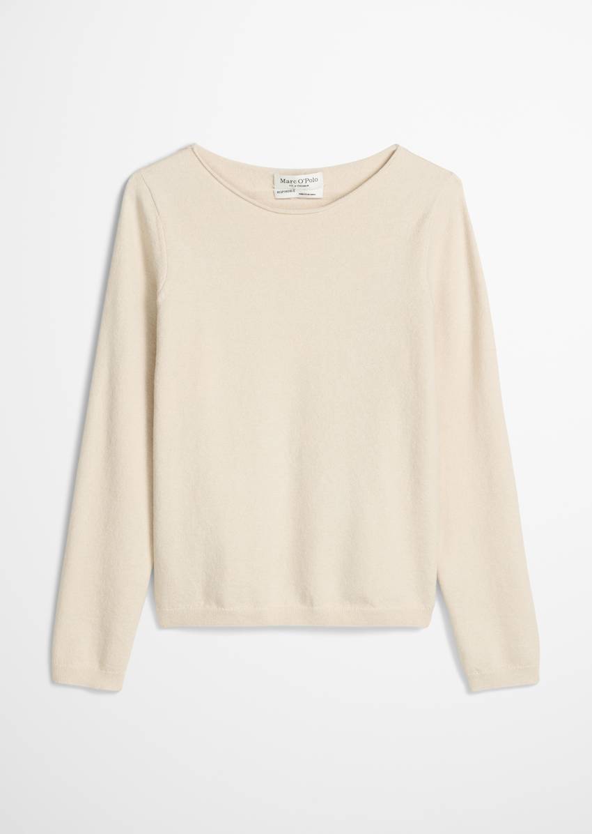 Basic knitted sweater regular made from a soft cotton/virgin wool blend