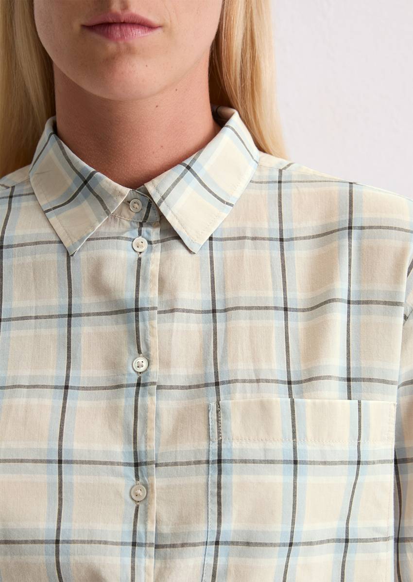 Check blouse regular made of cotton voile