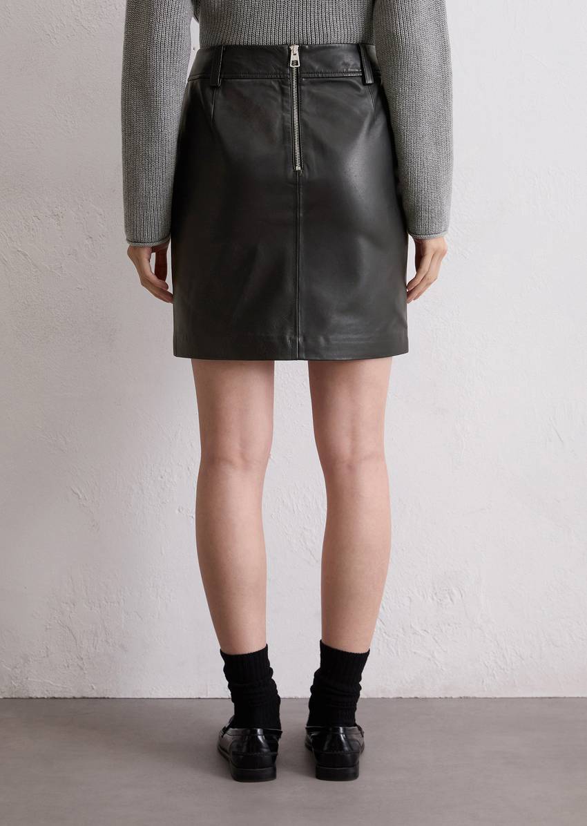 Leather mini skirt regular made from soft lamb nappa leather