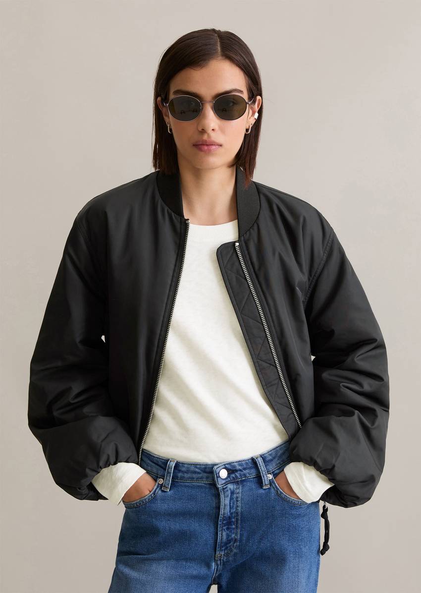 Aviator-style relaxed cropped blouson made from recycled polyester