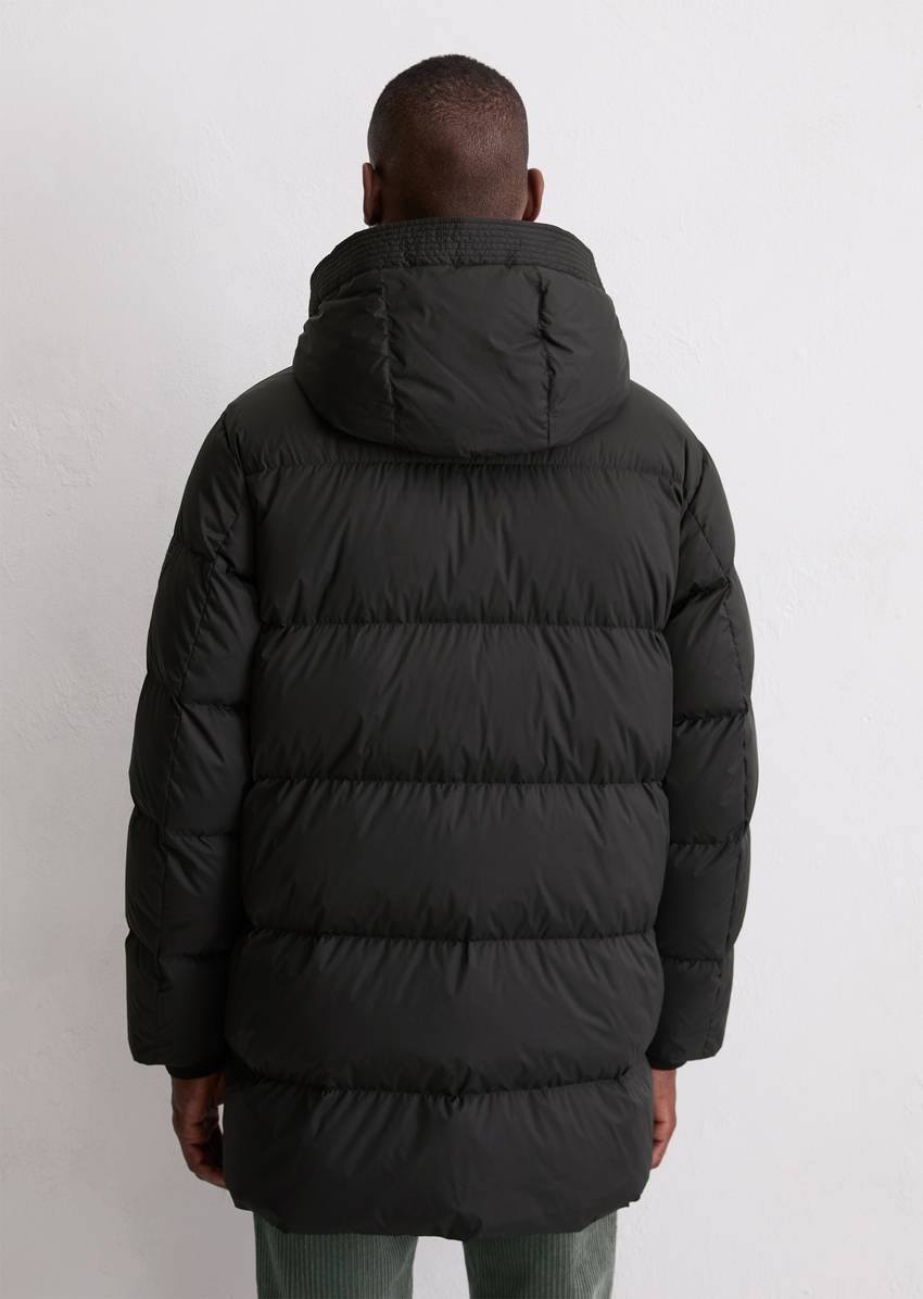 Regular puffer down jacket with functional pockets