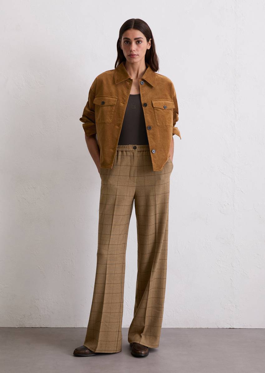 Checked jogger pants relaxed with glencheck pattern