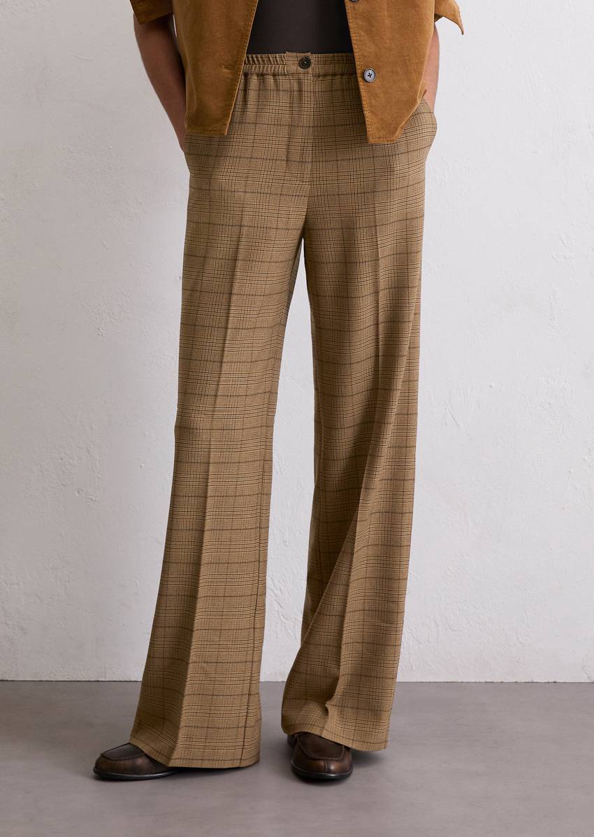 Checked jogger pants relaxed with glencheck pattern