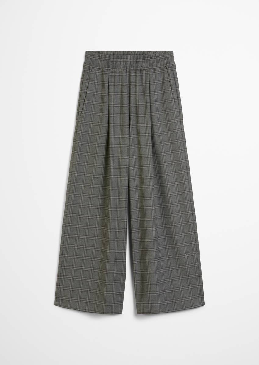 Check trousers wide with recycled polyester and viscose