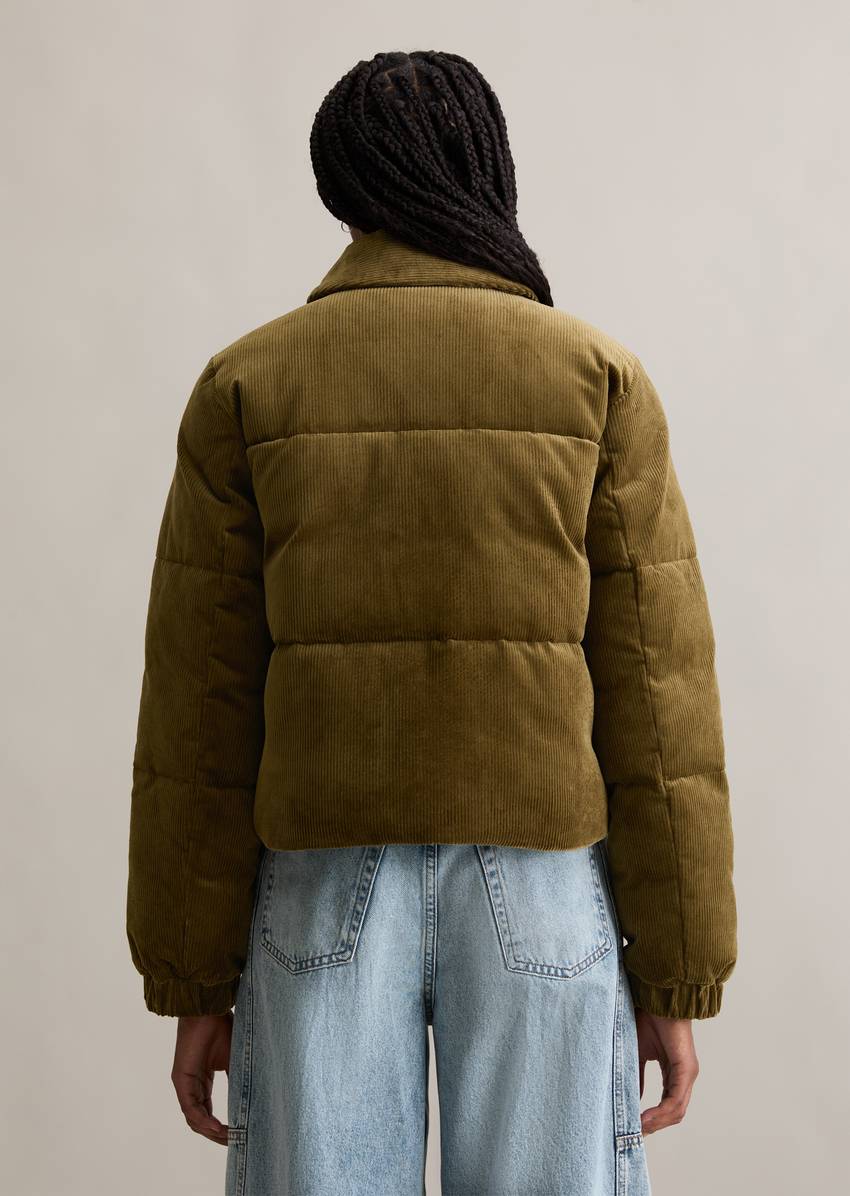 Corduroy puffer jacket regular cropped with soft padding