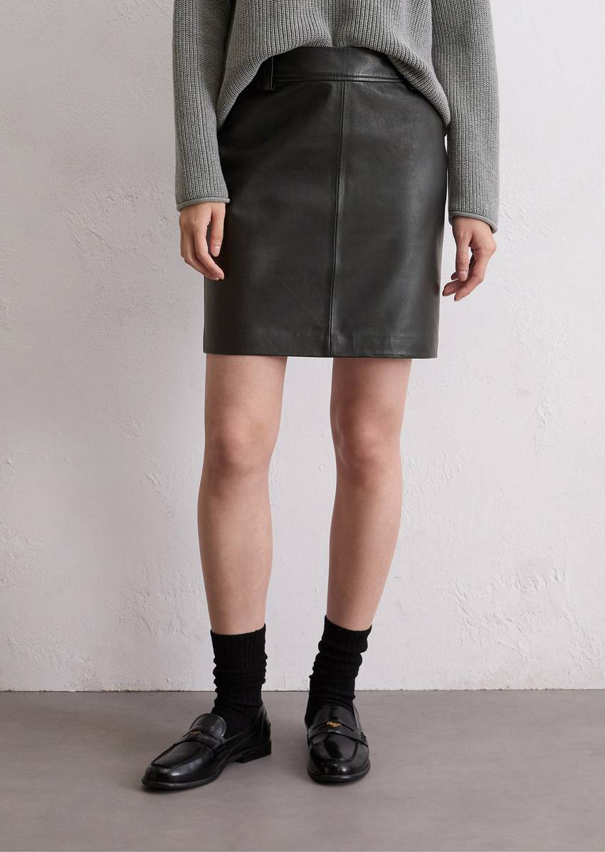 Leather mini skirt regular made from soft lamb nappa leather