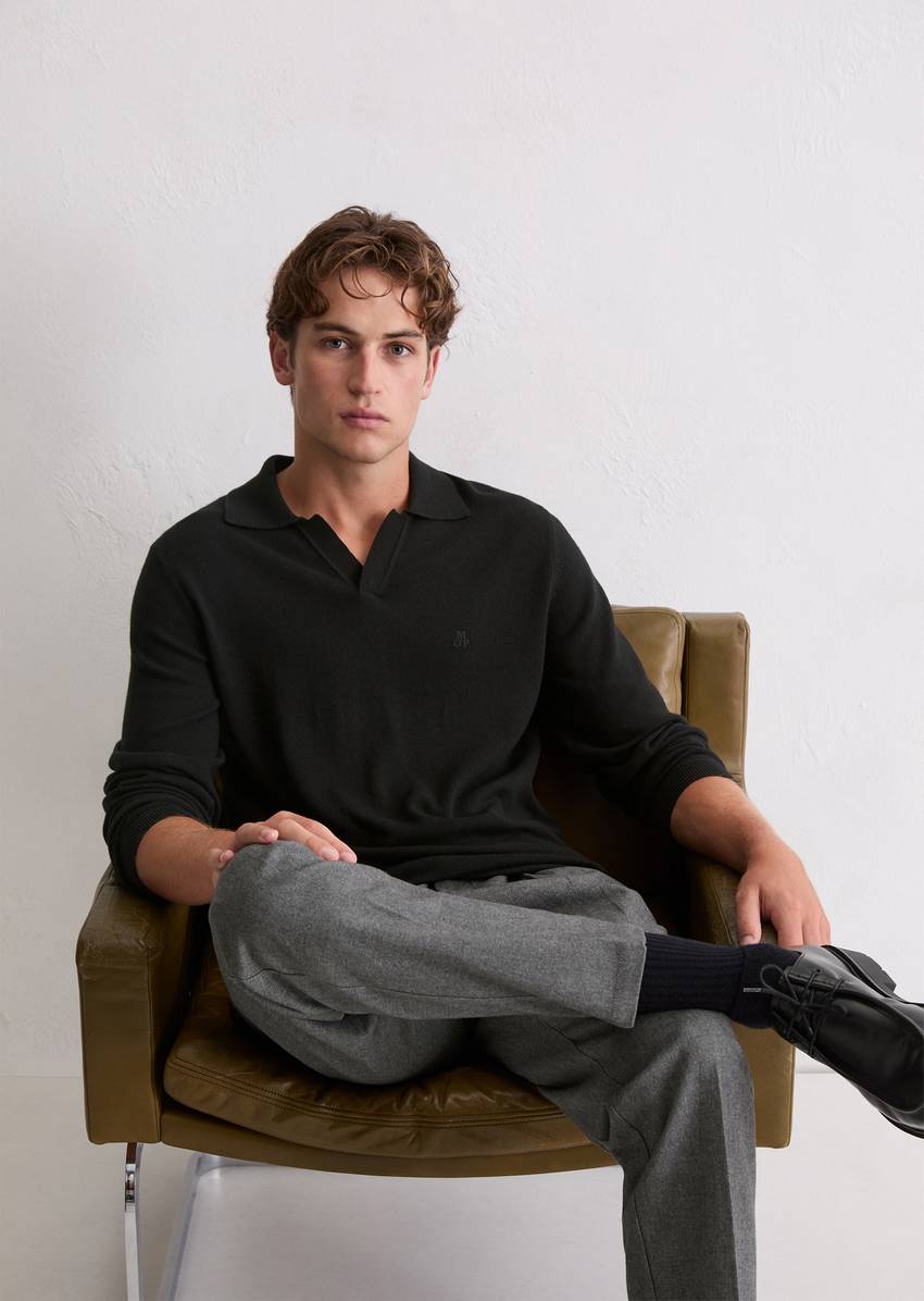 Sweater regular made from a soft organic cotton/virgin wool blend