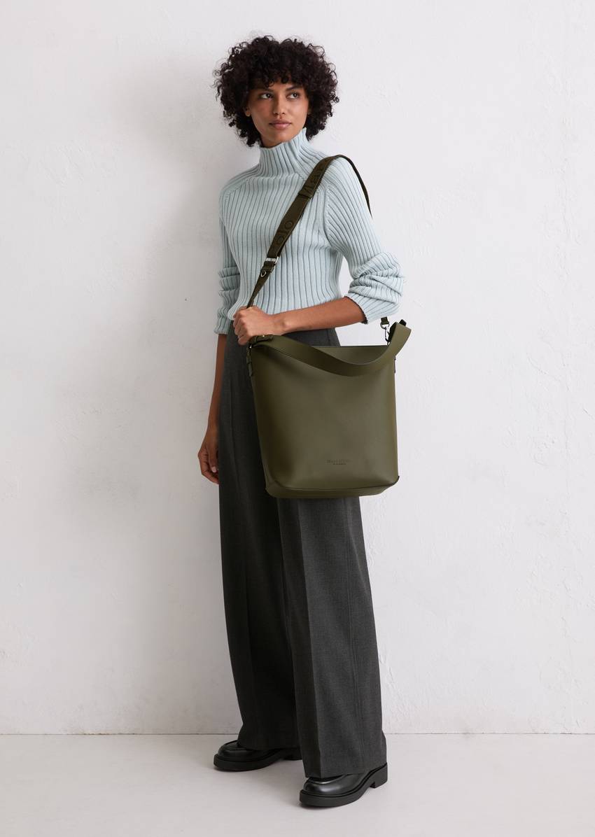 Hobo bag made from a leather alternative made from recycled polyester