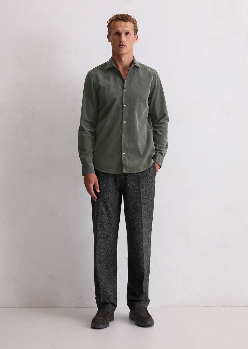 Corduroy shirt regular with fine ribbed structure