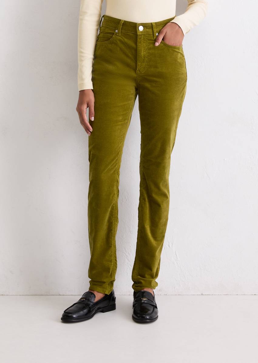 Velvet pants model Alkea slim made from an organic cotton stretch blend