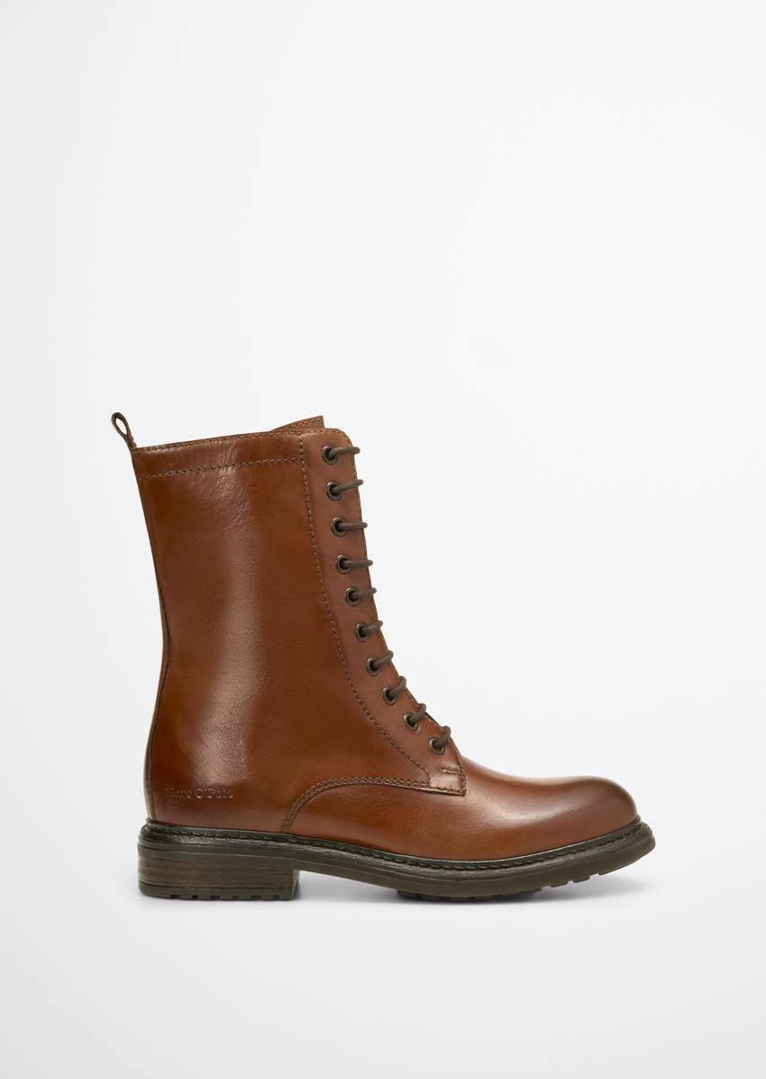 Lace-up boots with practical inside zipper