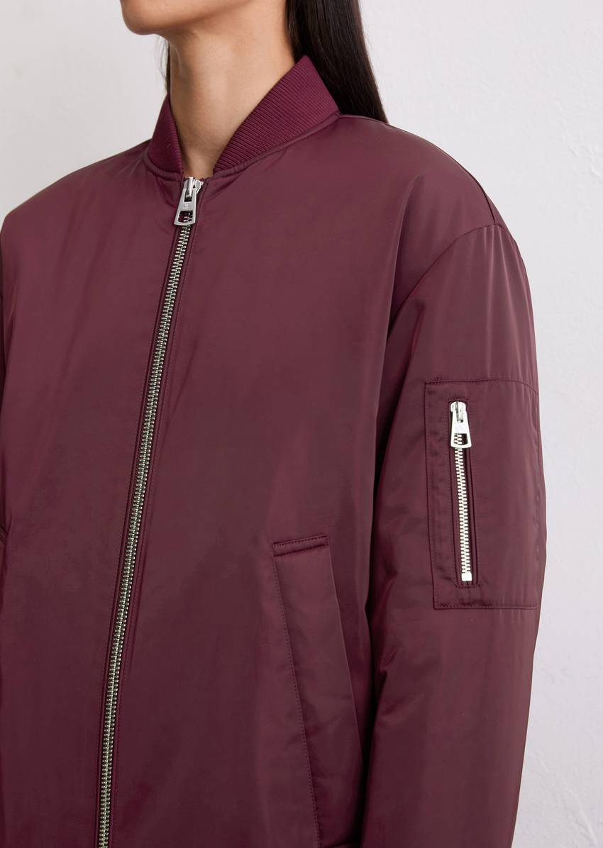 Regular aviator-style blouson coat made from recycled polyester twill