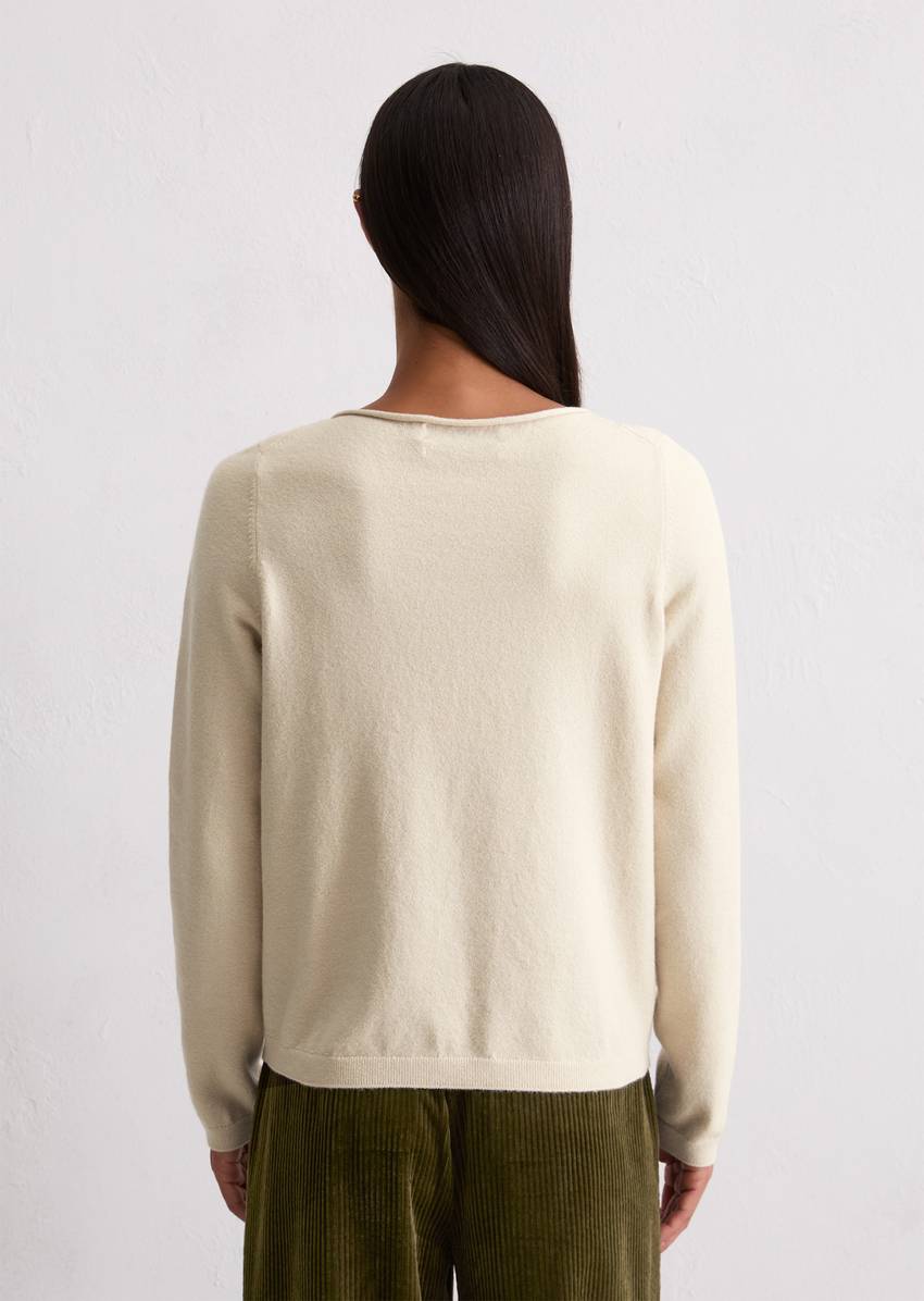 Basic knitted sweater regular made from a soft cotton/virgin wool blend