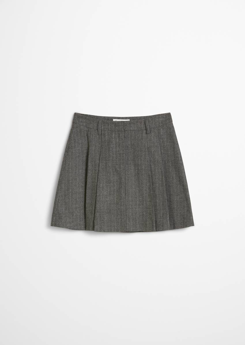 Pinstripe mini skirt A-shape made from wool-viscose blend stretch