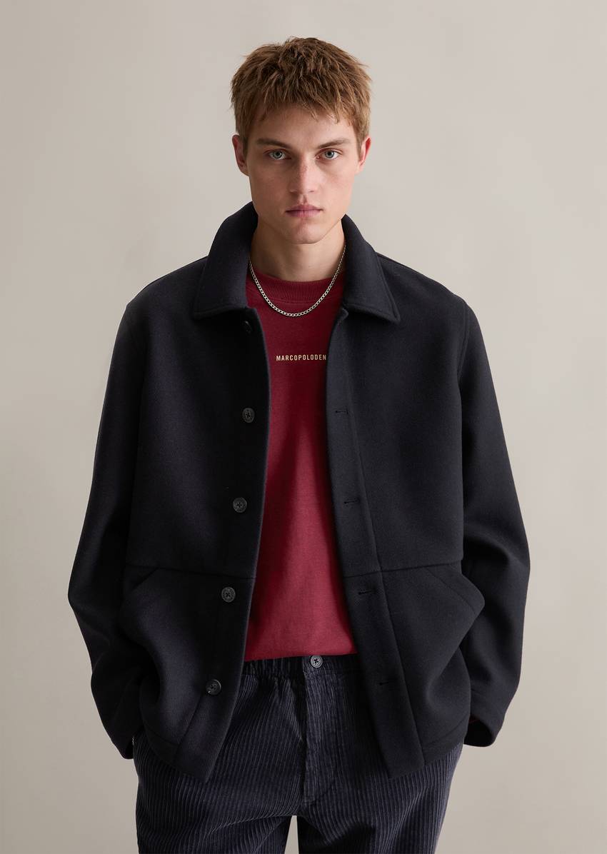 Wool jacket regular made from a wool blend with recycled content