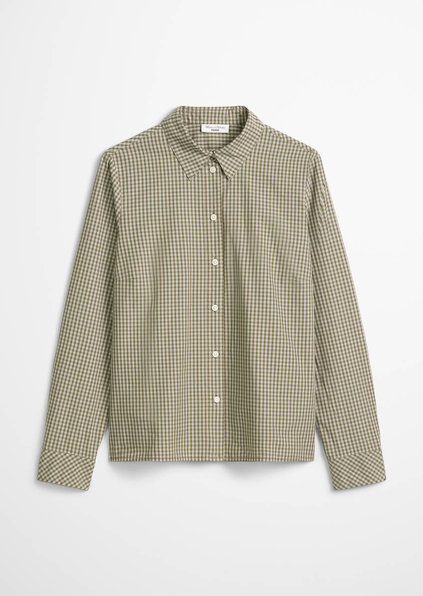 Check blouse with pleat detail regular made from pure organic cotton