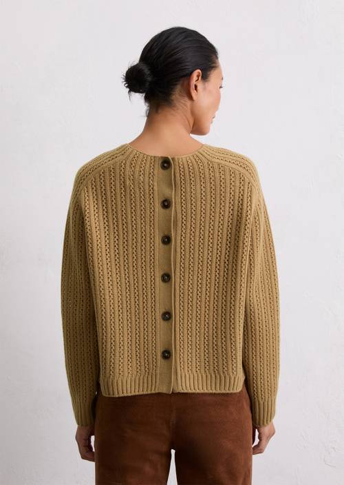 Ajour sweater loose made from a virgin wool mix