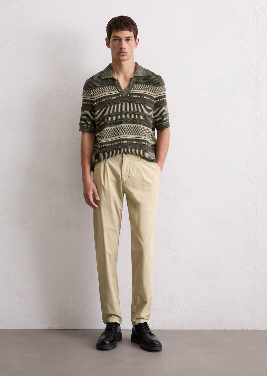 Pants model Morot jogger pleats made from organic cotton twill stretch