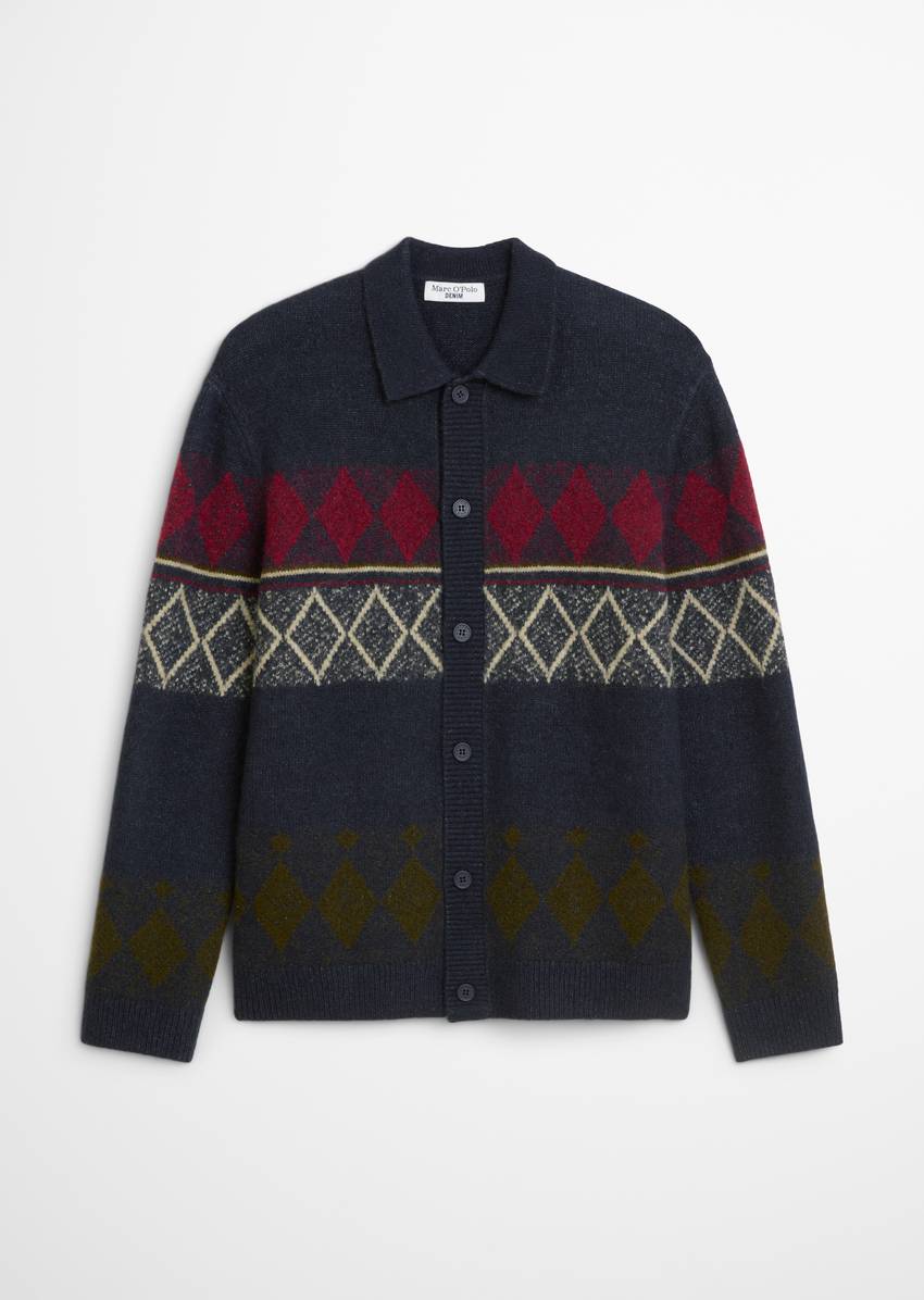 Cardigan with relaxed collar with mohair content