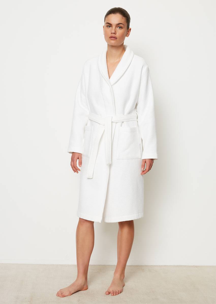 Premium ladies bathrobe with waffle piqué and terry inside