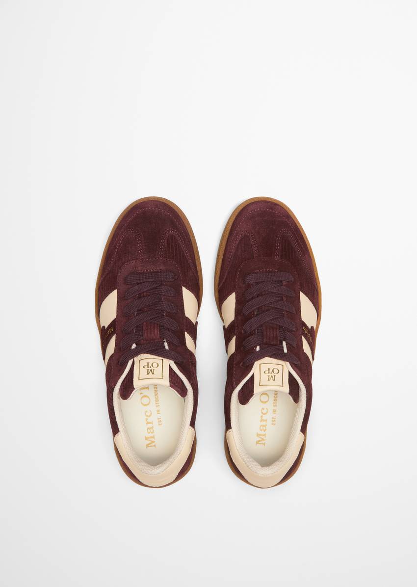 Sneaker made of cowhide in cord look