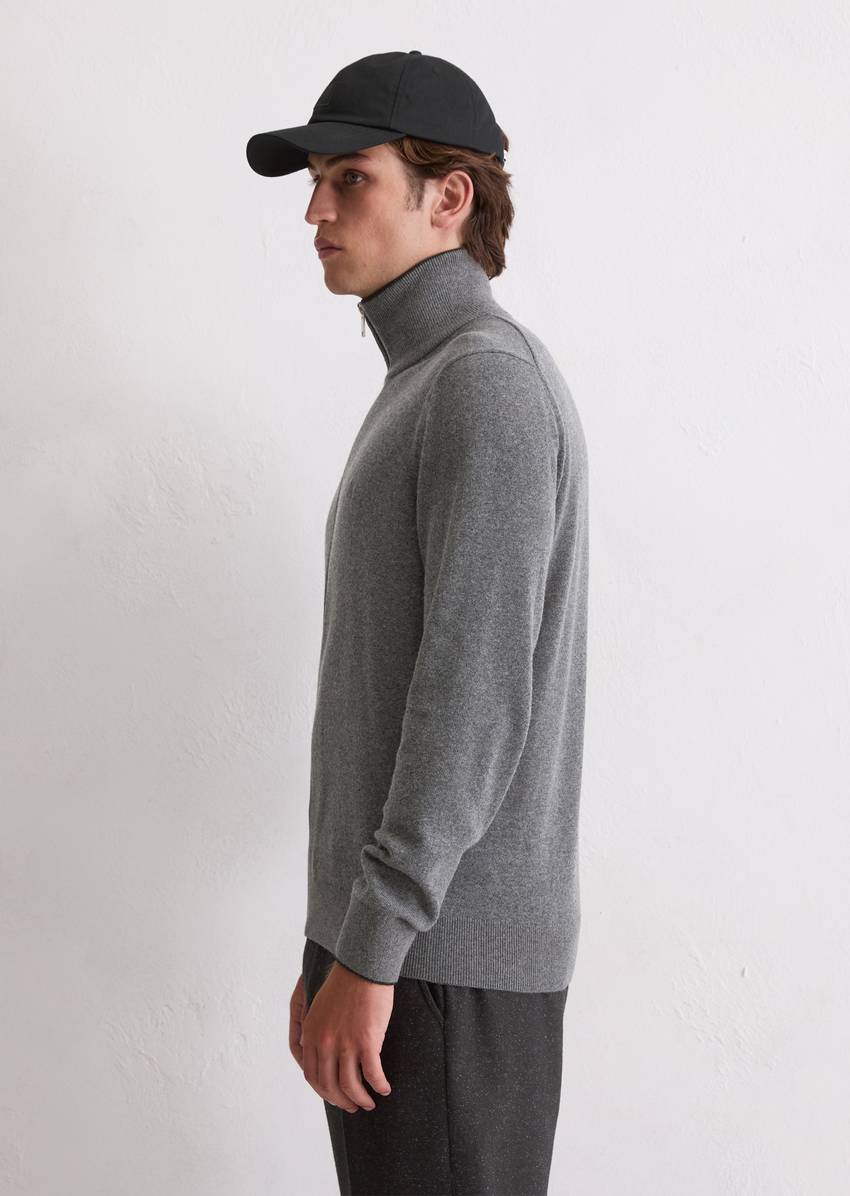 Zipper cardigan regular made from an organic cotton/virgin wool blend