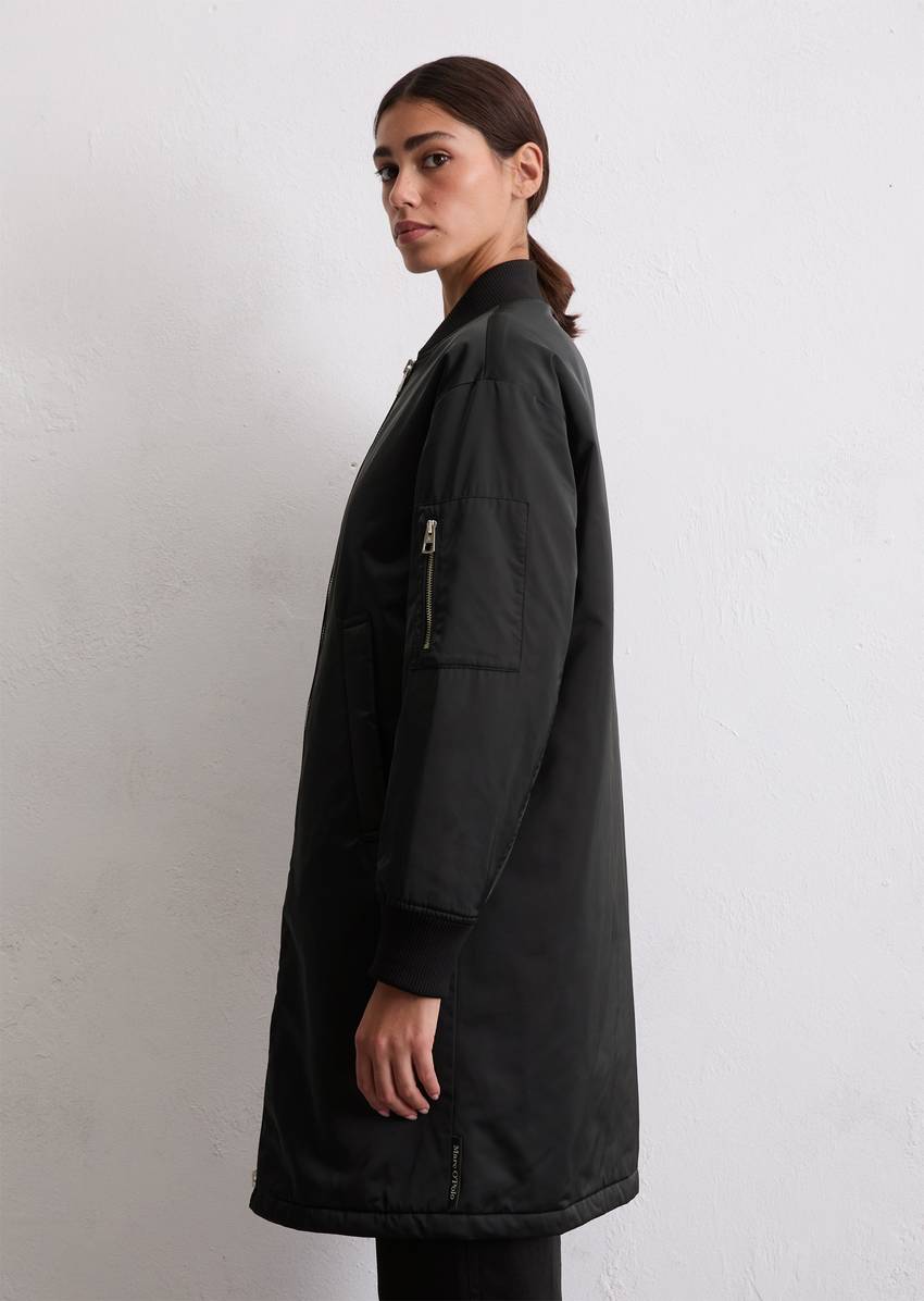Regular aviator-style blouson coat made from recycled polyester twill