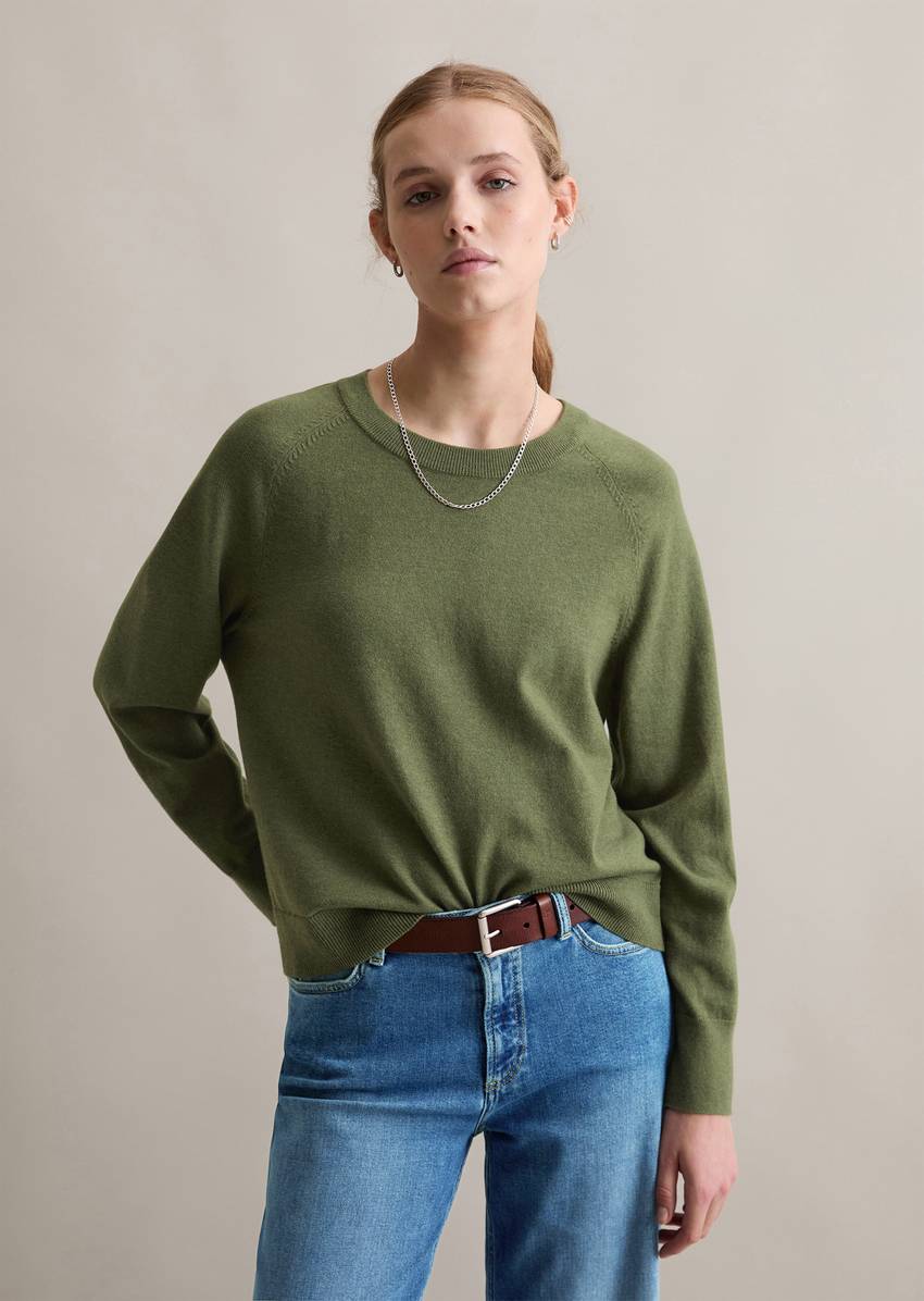 Knitted sweater regular made from soft cotton stretch