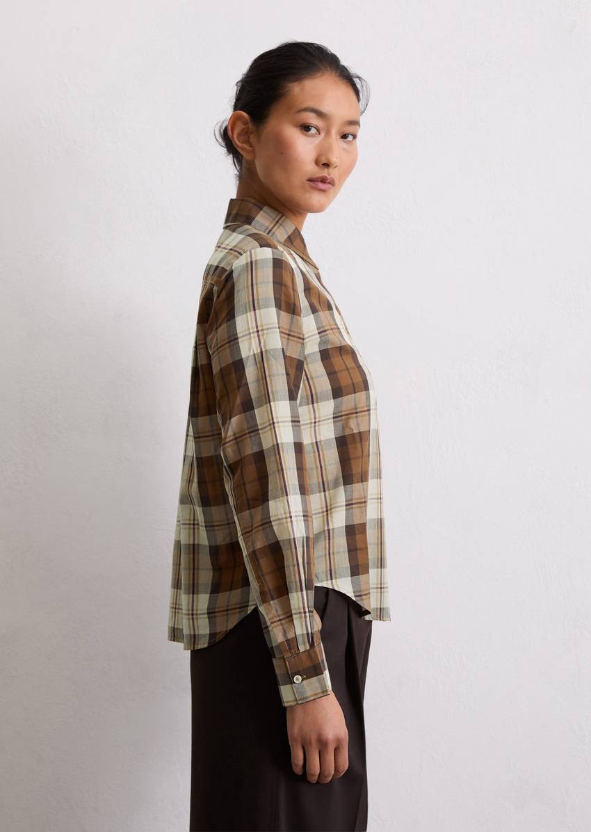 Check blouse fitted made from an organic cotton/lyocell mix