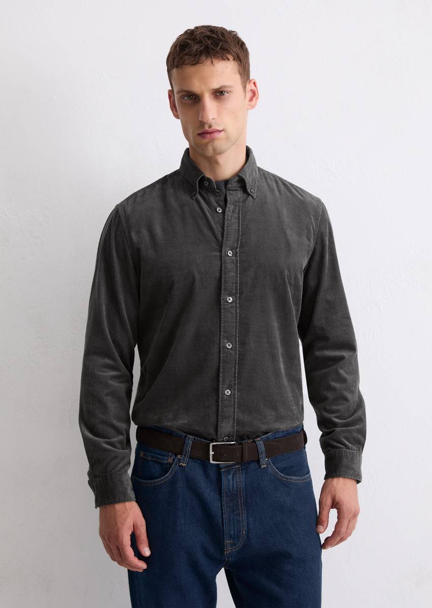 Corduroy shirt regular with button-down collar