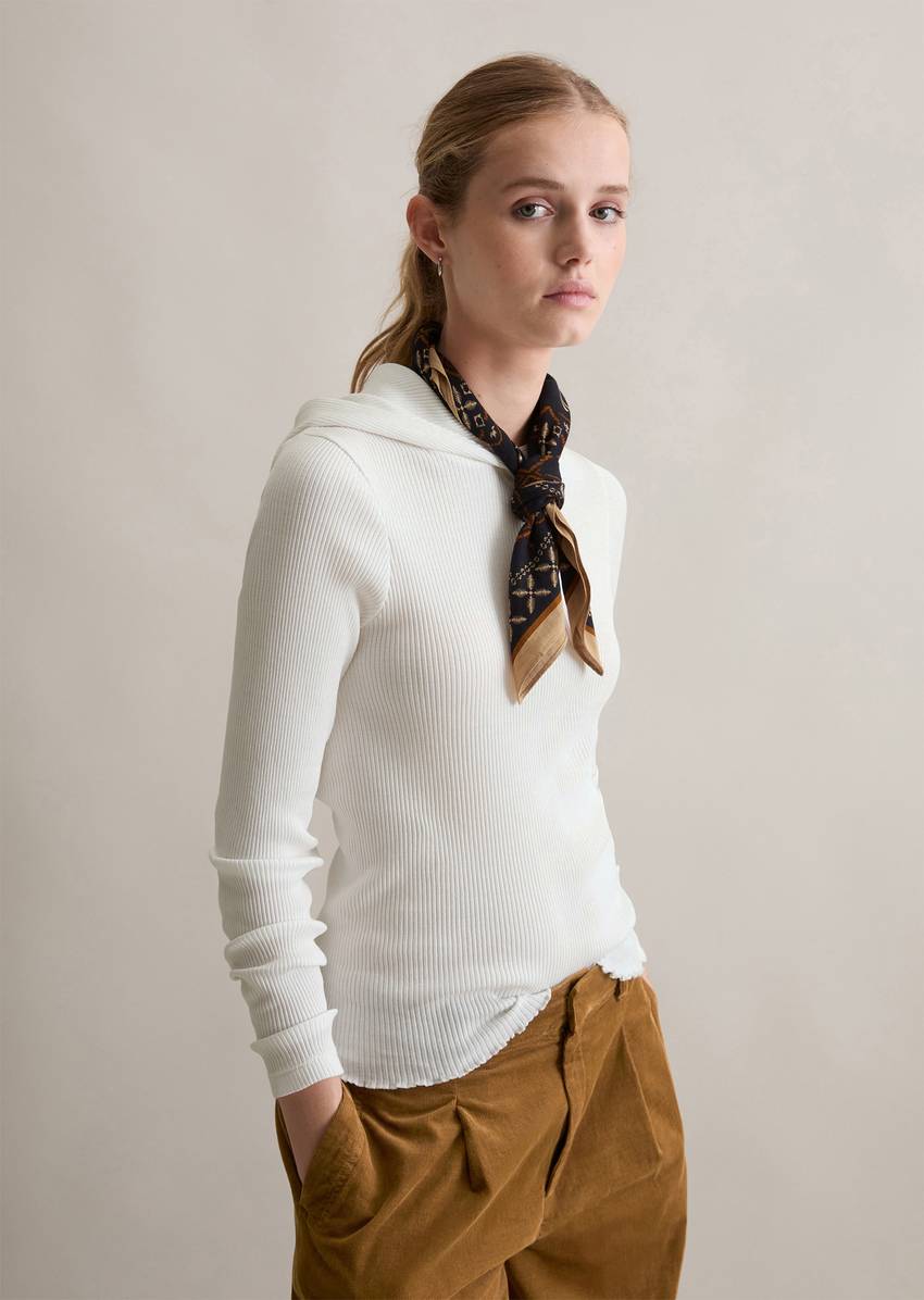 Hooded longsleeve regular made from soft ribbed jersey