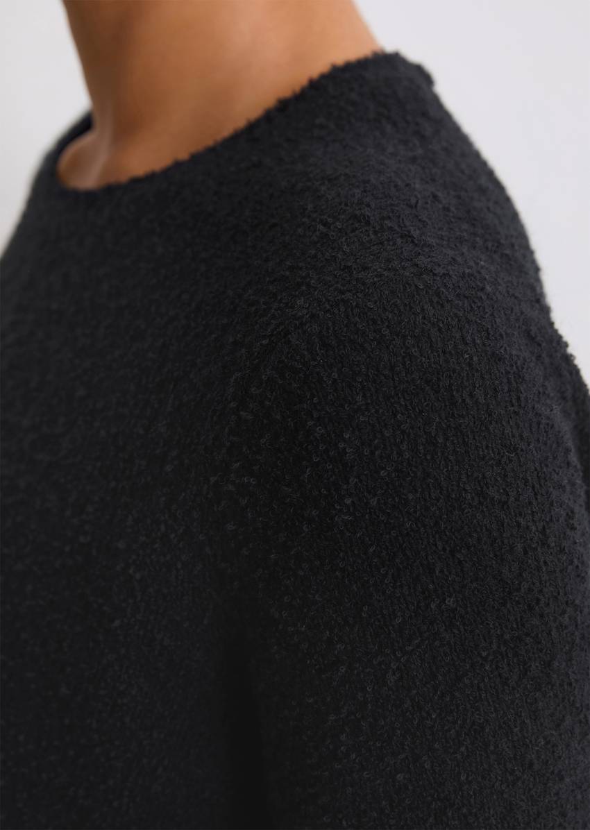 Knitted sweater regular made from bouclé yarn