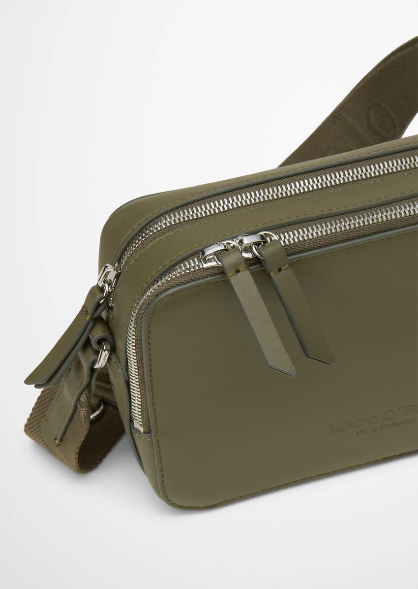 Shoulder bag small made from a leather alternative made from recycled polyester