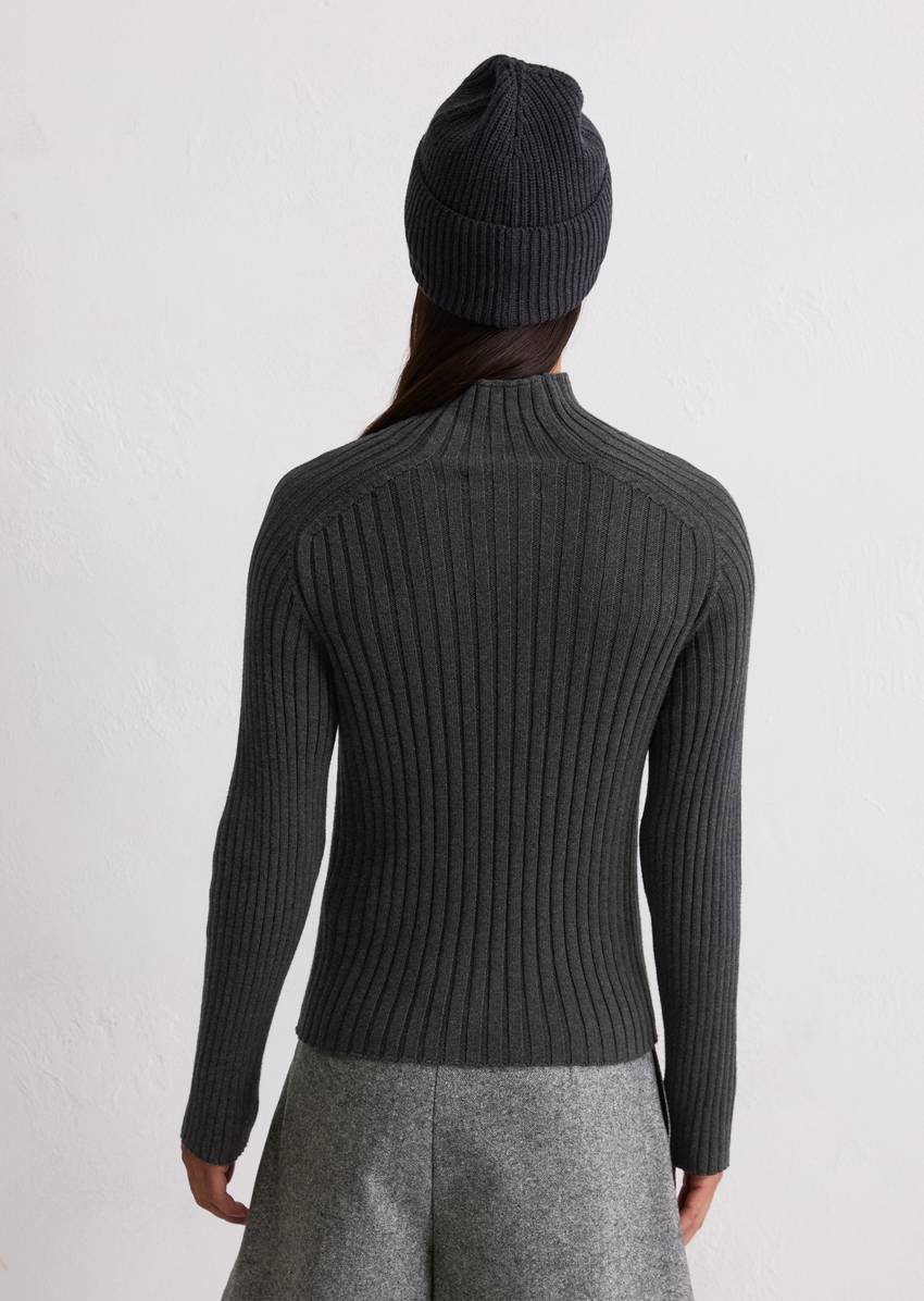 Turtleneck sweater slim made from heavy weight cotton