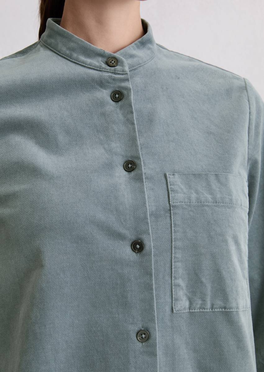 Velvet shirt dress A-shape made from organic cotton stretch