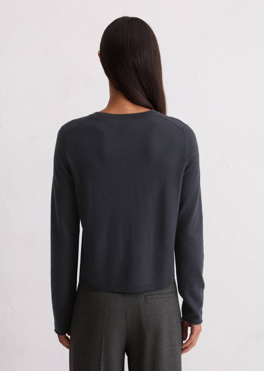 Cardigan slim made from a virgin wool/viscose mix