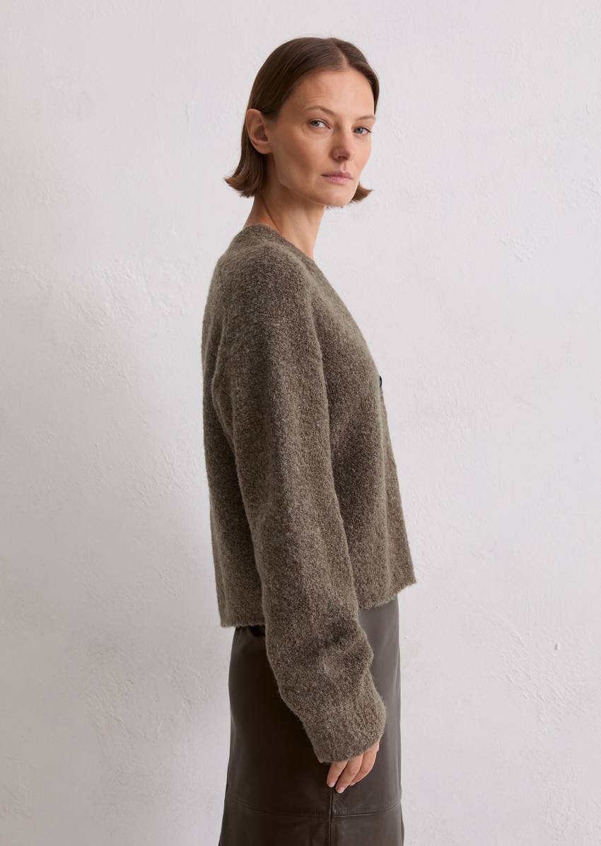 Bouclé cardigan regular made from a virgin wool/alpaca wool mix