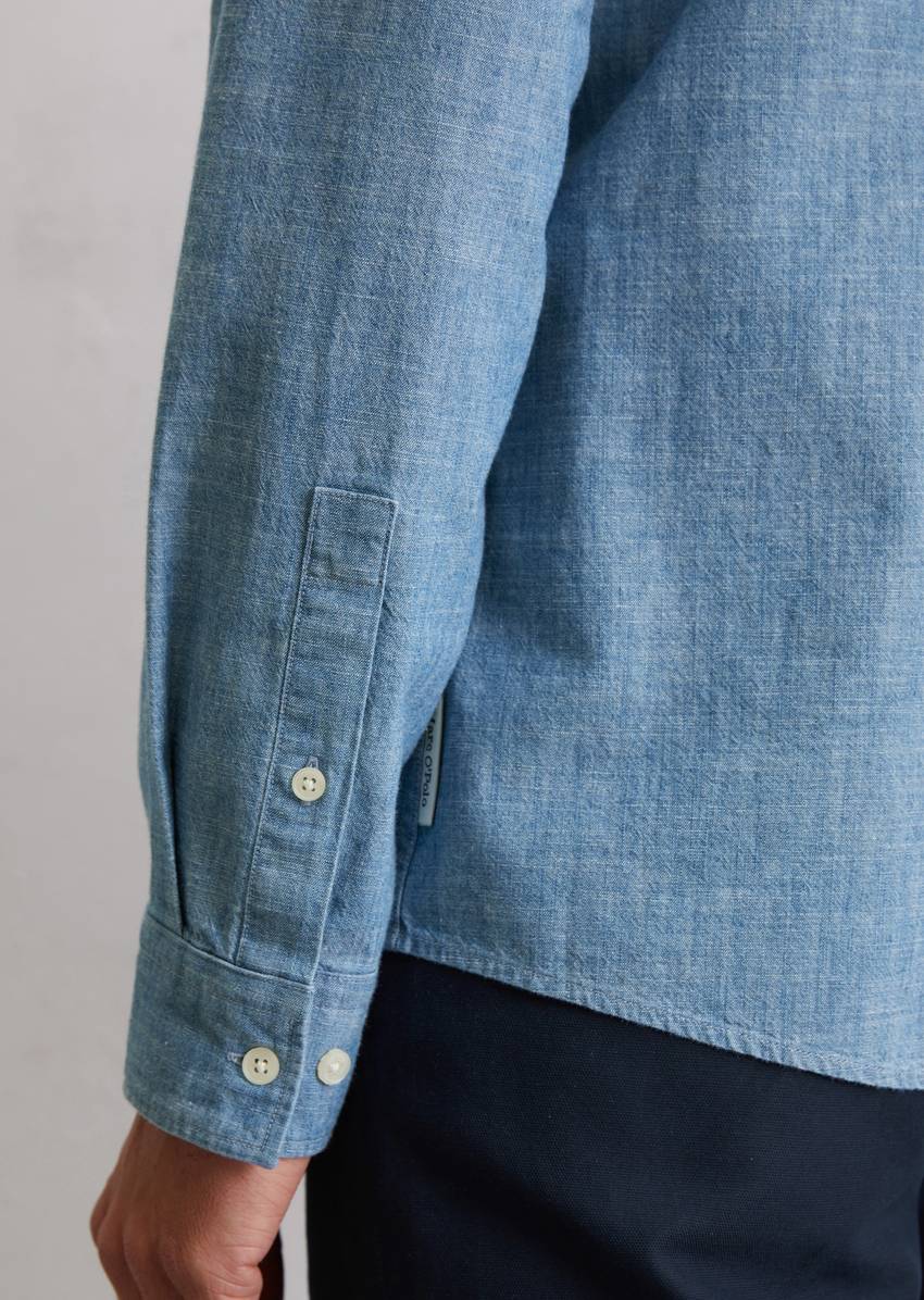 Shirt shaped made from lightweight organic cotton chambray