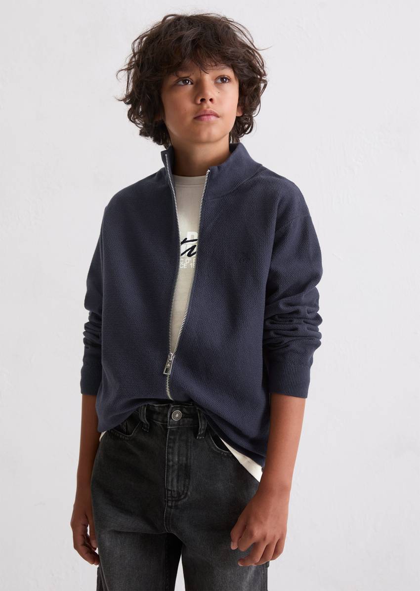 TEENS-BOYS cardigan made from organic cotton with structure