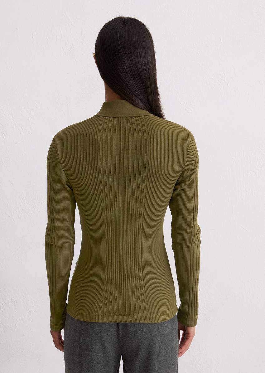 DfC long sleeve polo shirt slim made from organic cotton jersey