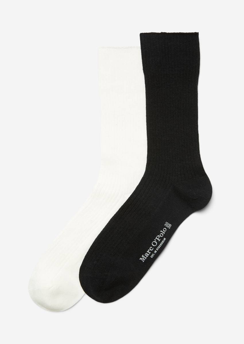 Ribbed socks in a double pack