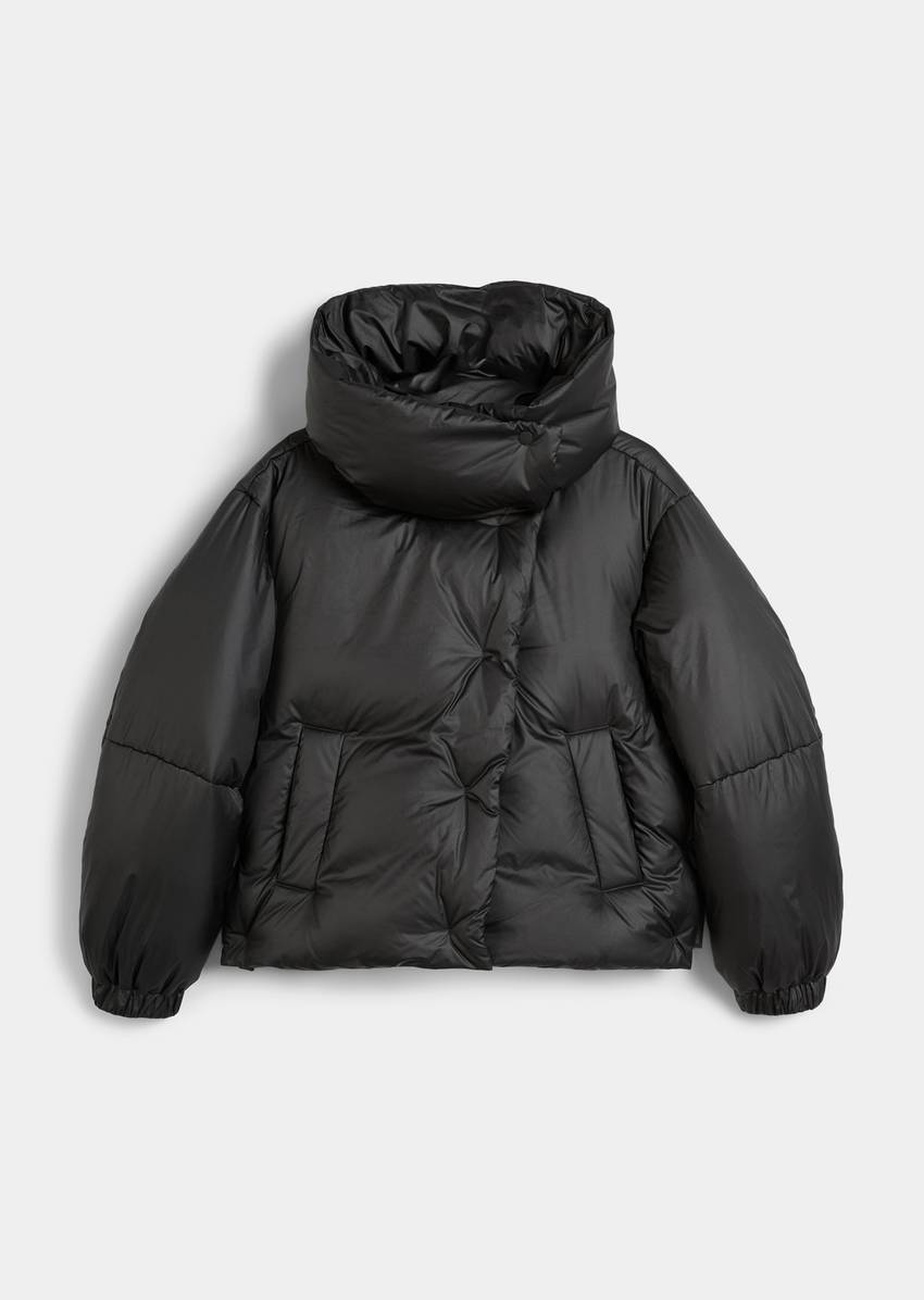 Down puffer jacket loose made from recycled polyester ripstop