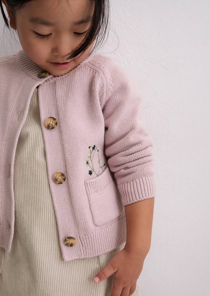 KIDS-GIRLS cardigan with pretty floral embroidery