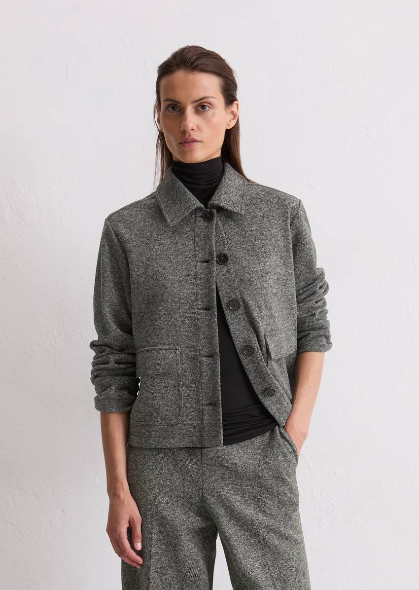 Tweed jersey jacket regular made from an organic cotton blend